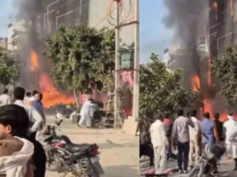 वृंदावन के होटल में आग लगने के बाद राहत बचाव अभियान